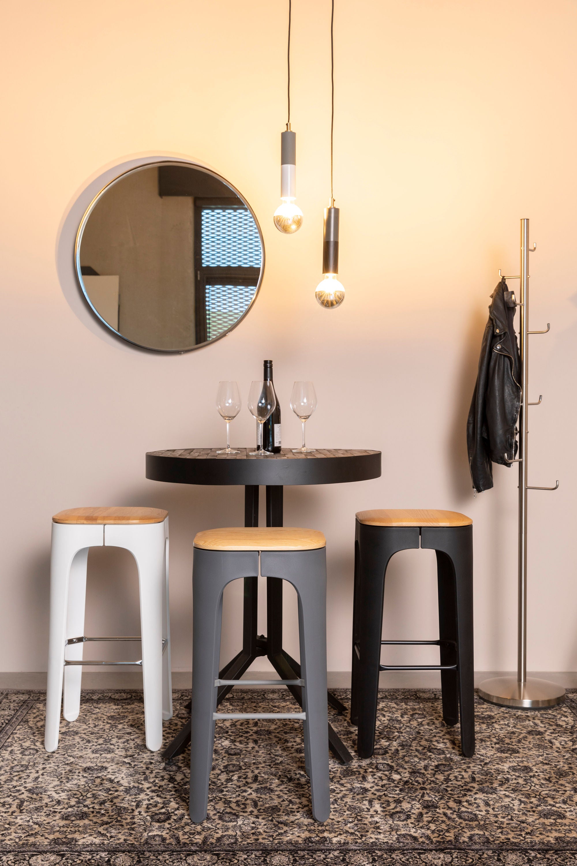 Raj Black Round Wall Mirror Medium